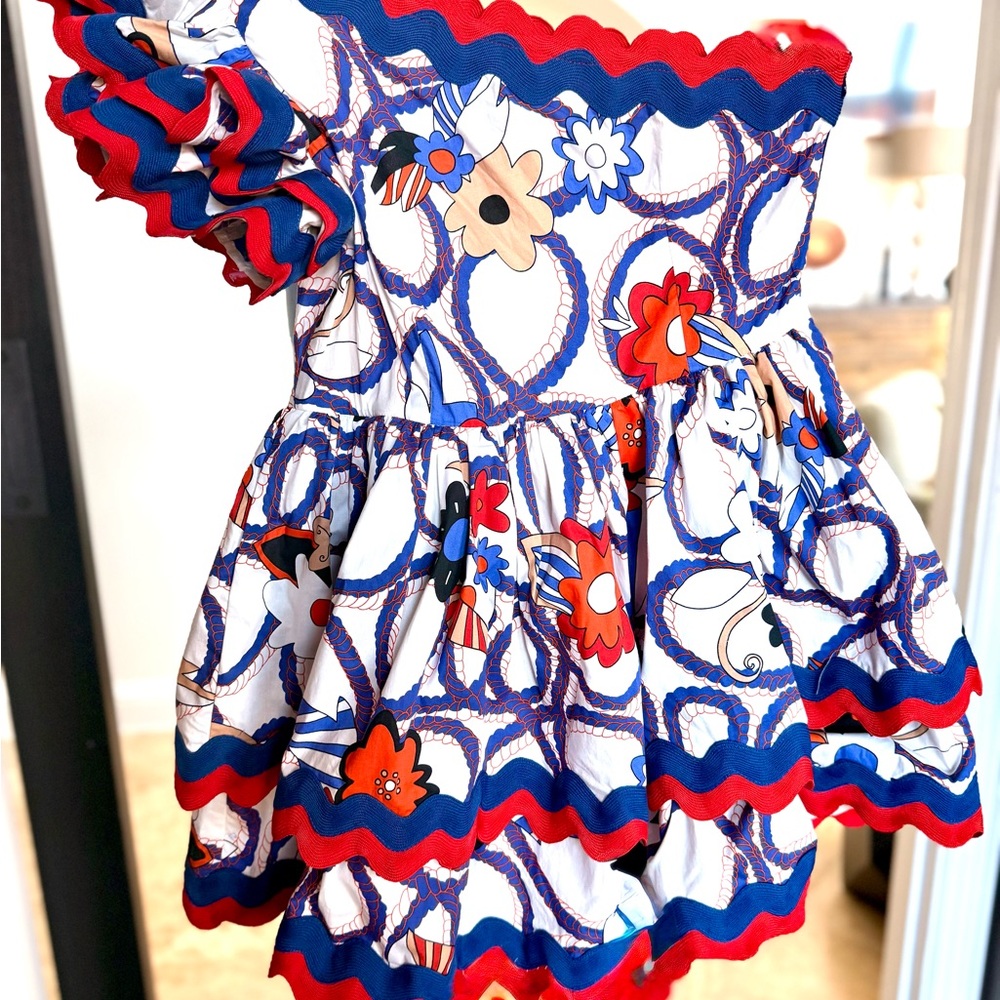 CeliaB Red and Blue Floral Dress- one shoulder, layered, gorgeous summer dress!